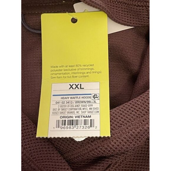 All In Motion‎ XXL Long Sleeve Brown Hoodie  Recycled Polyester & Spandex - Picture 9 of 16